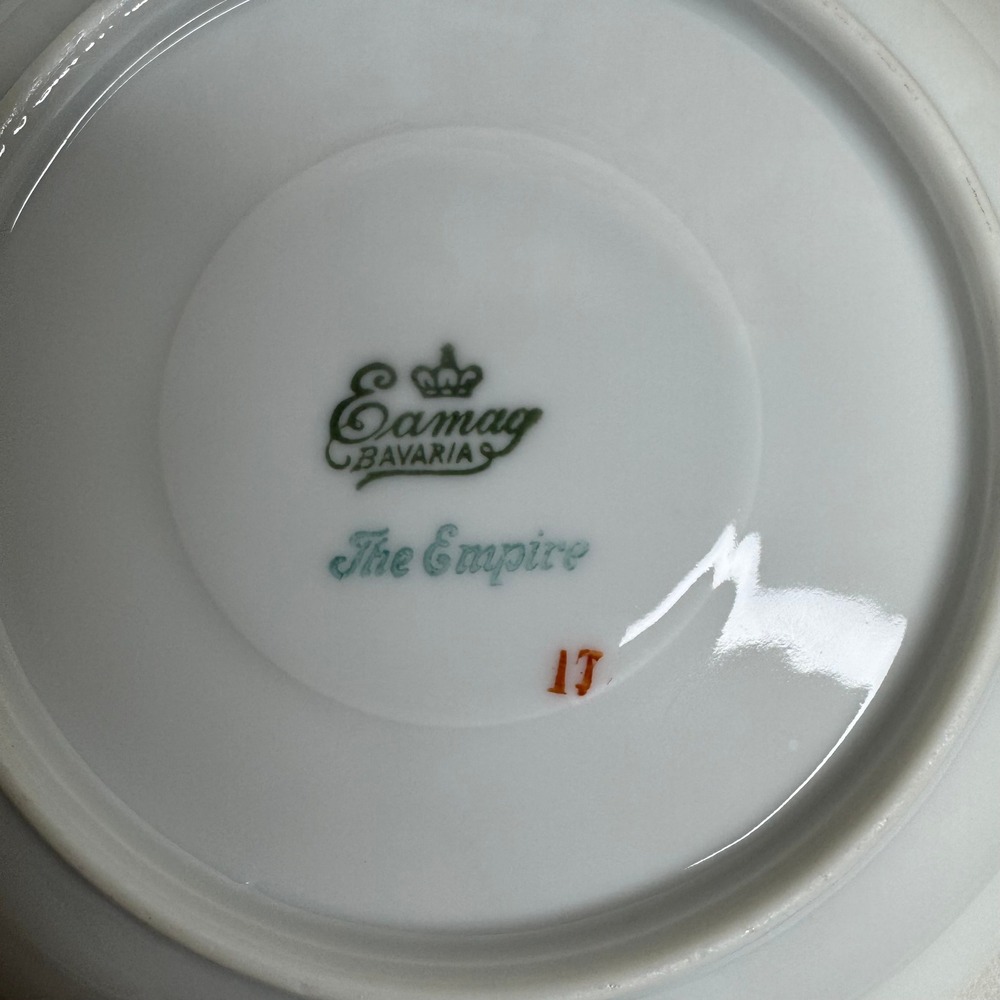 Eamag Bavaria The Empire Tea Cup Saucer Set 4 White Gold Gilt Trim Vintage - Picture 12 of 15